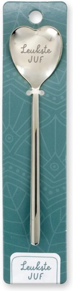 Miko Hartjes Lepeltje, Leukste Juf, Rvs, Cadeau Idee Voor De Juf, Juffendag, Verjaardag