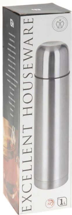 Excellent Houseware KOOPMAN Thermoskan Bullet 1 Liter RVS -Servies Serie Winkel 405x1200