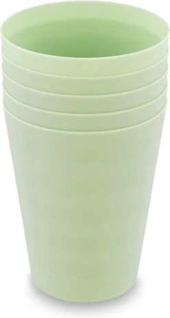 Luxe Herbruikbare Drinkbekers Van In Round – 5 Stuks – Groen – Plastic / Kunststof – Drinkbeker Voor Volwassenen En Kinderen – Alternatief Voor Wegwerp Bekers – Drink Beker – Limonadeglazen Sapglazen – Camping Servies – Onbreekbare Glazen – Beerpong