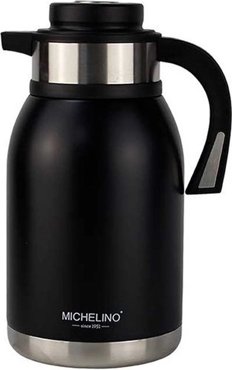 Michelino Isoleerkan 2L - Thermoskan - RVS - Zwart 1 Michelino Isoleerkan 2L - Thermoskan - RVS - Zwart