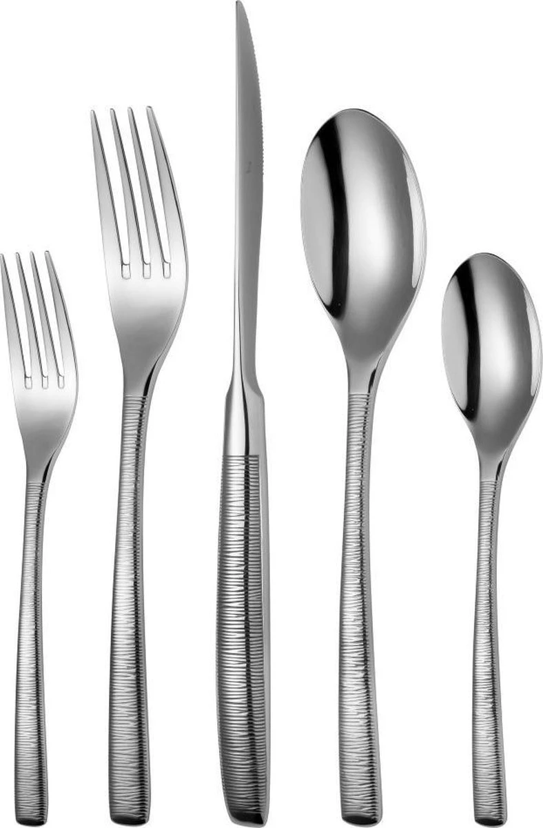 Sola Bestekset Hermitage - Modern - 12 Persoons - 64 Delig - Zilverwit Edelstaal 18/10 - RVS - Zilver 1 Sola Bestekset Hermitage - Modern - 12 Persoons - 64 Delig - Zilverwit Edelstaal 18/10 - RVS - Zilver