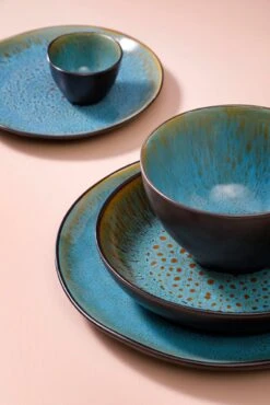 Palmer Serviesset Lotus Stoneware 6-persoons 24-delig Zwart Turquoise -Servies Serie Winkel 801x1200 8