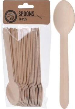 Merkloos 40x Houten Lepels Wegwerp Bestek