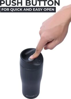 BanGosa® Koffiebeker To Go - Thermosbeker - Reisbeker - Travel Mug - RVS 400ml - Mat Zwart -Servies Serie Winkel 862x1200