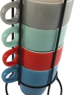 Orange85 Koffiekopjes - Met Houder - Set Van 6 - Gekleurd - 300 Ml - Keramiek -Servies Serie Winkel 945x1200