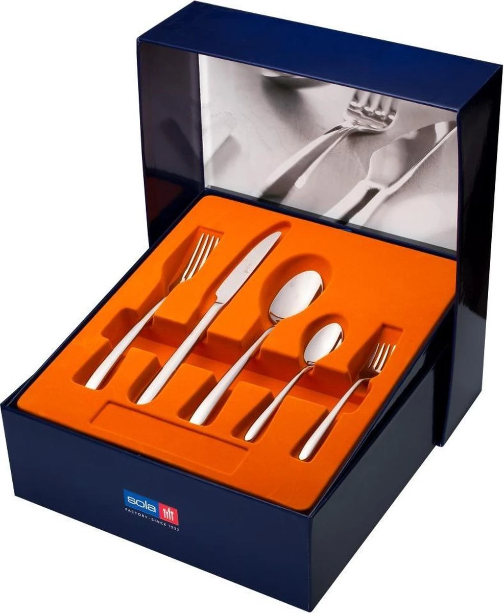 Sola Bestekset Donau - Modern - 12 Persoons - 64 Delig - Zilverwit Edelstaal 18/10 - RVS - Zilver 3 Sola Bestekset Donau - Modern - 12 Persoons - 64 Delig - Zilverwit Edelstaal 18/10 - RVS - Zilver - Afbeelding 3