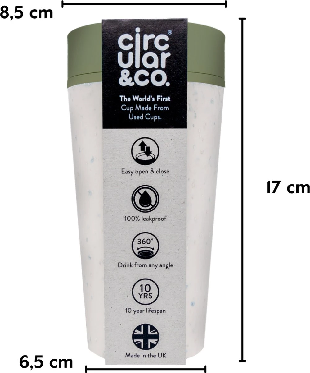 Circular&Co. Herbruikbare To Go Koffiebeker (rCUP) Crème/groen 12oz/340ml 7 Circular&Co. Herbruikbare To Go Koffiebeker (rCUP) Crème/groen 12oz/340ml - Afbeelding 7